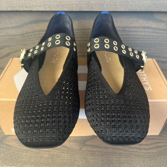 Rothy's Max Buckle Mary Jane flat in Black Mesh Size 7 - Like New! - Picture 2 of 14